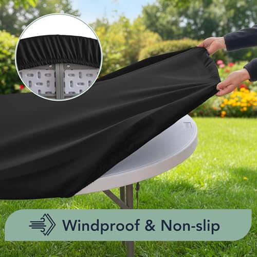 Black 6-Pack 5ft Fitted Round Table Cover with Elastic - Non-Slip, Indoor & Outdoor