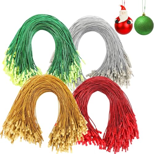 JUNEBRUSHS 600 Pack Christmas Ornament Hooks with Snap - Gold, Silver, Red, Green