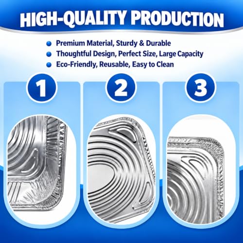 10-Pack 9x13 Disposable Aluminum Foil Pans - Heavy Duty Roasting & Baking Trays