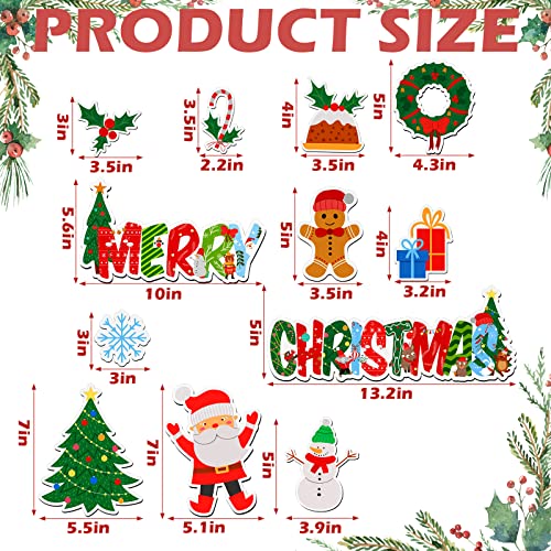 Yinder 12-Pack Christmas Refrigerator Magnets Set - Snowman, Santa, Tree & More