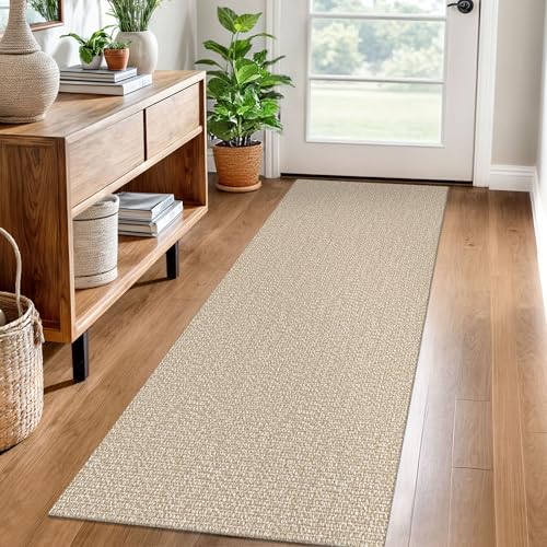 Earthall Washable 2x6 Ft Beige Runner Rug Non Slip Indoor Floor Carpet Entryway Hallway