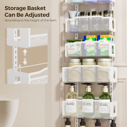 Over-the-Door Pantry Organizer 8 Tiers - White, Adjustable Spice Rack