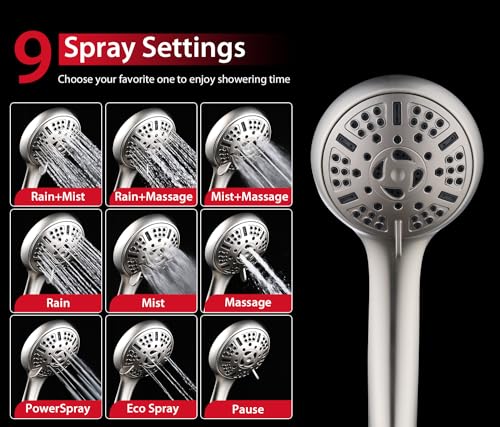 GRICH Dual Shower Head with Handheld Spray Nickel 2.5 GPM High Pressure Rainfall