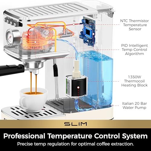 CHULUX Slim Espresso Machine with Milk Frother for Home Cappuccino - Creamy