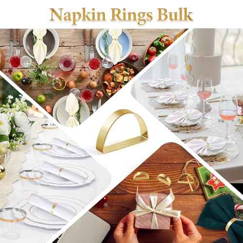 10Pcs Metal Gold Napkin Rings Set, Stainless Steel Metal Gold Napkin Holder, Fall Thanksgiving Christmas Easter Napkins Rings for Table Decor Wedding, Banquet, Party