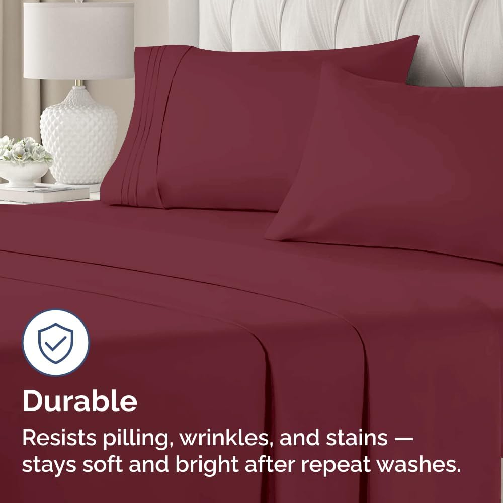 King Pillow Cases by [Brand Name] - Ultra Soft Hotel Quality Covers | Wrinkle-Free & Stain Resistant - Burgundy - Set of 2