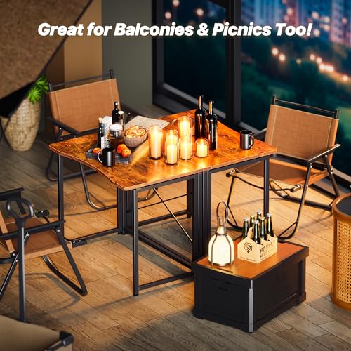 Huuger Rustic Brown 18.9 Inch Foldable Desk for Small Spaces, 31.5 Inch Desktop