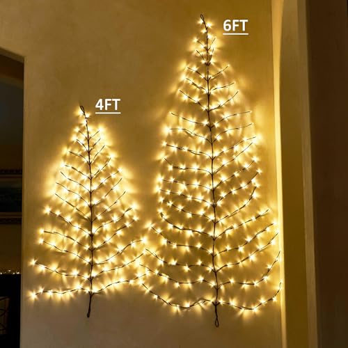 Birchlitland 6FT LED Wall Tree with 180 Warm White Fairy Lights Indoor Outdoor