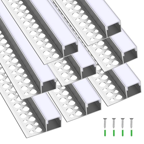 Glooglitter 8 Pcs 6.6ft (2m) LED Aluminum Channel Flush Fit for Wall Mounting