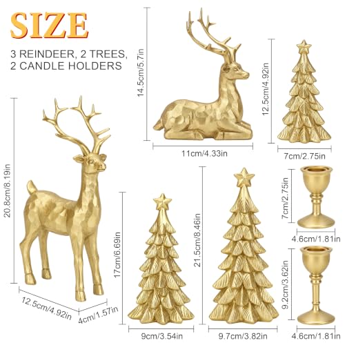 Gold Reindeer Christmas Decor Set (7PCS) – Gold Variation, Decostatue