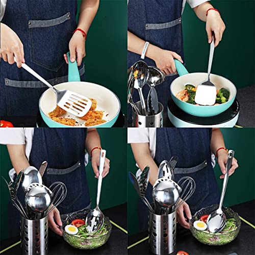 Berglander 13-Piece Stainless Steel Kitchen Utensils Set with Holder - Non-Stick & Heat Resistant