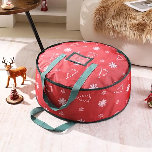 TaoQ C Red 30 Inch Christmas Wreath Storage Bag Waterproof Dustproof Organizer