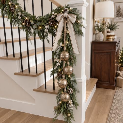 29-Inch Christmas Hanging Bells with Rope for Wreath & Holiday Decor