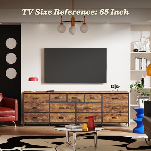 Huuger Rustic Brown 70-Inch Long Dresser & TV Stand for 65-80 Inch TVs