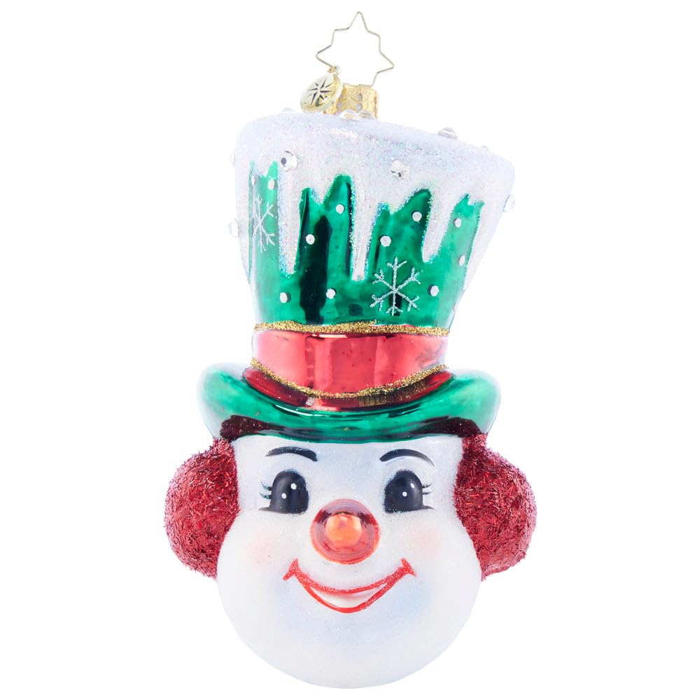 Christopher Radko Hand-Crafted European Glass Christmas Tree Decorative Ornament, Top Hat Tidings
