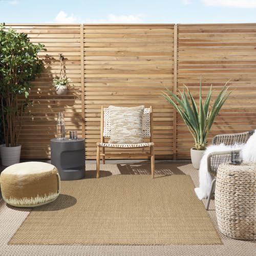 Indoor Outdoor Geometric Jute Area Rug 5ft x 7ft - Modern Flatweave