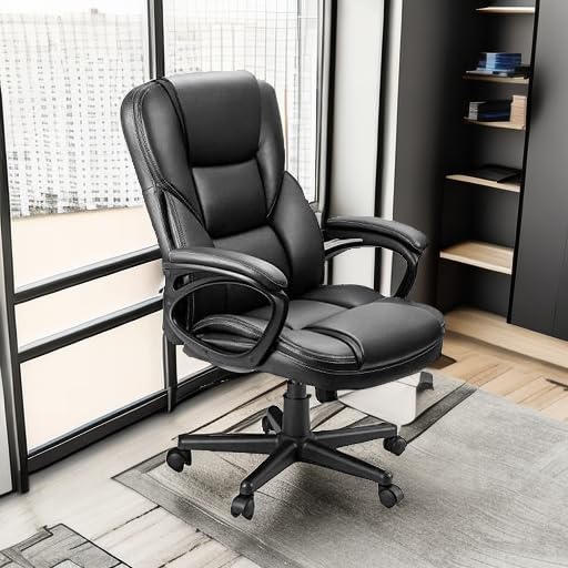 Furmax Black Executive Office Chair with Lumbar Support & Swivel, Adjustable Height