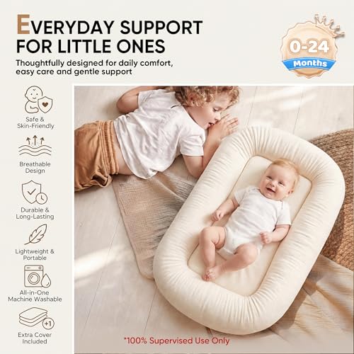 NatEmbrace Birch Baby Lounger Infant Support Cushion for 0-24 Months