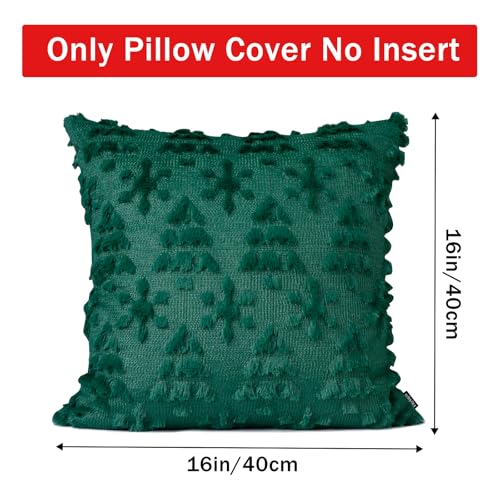 Faylapa Christmas Pillow Covers 16 x 16 inch Green Tree Set of 2