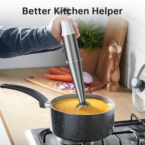 White 1100W 5-in-1 Immersion Hand Blender Set - Corded Kitchen Mixer