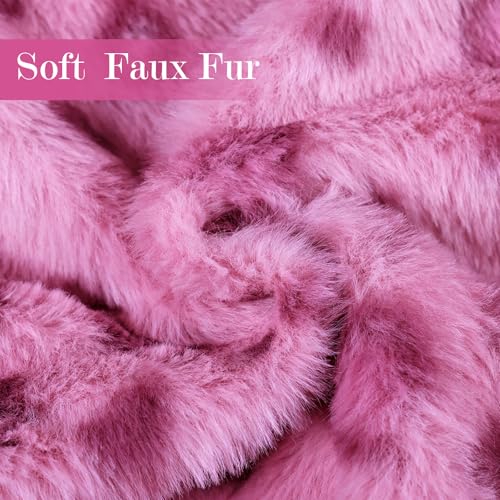 48in Pink Panther Faux Fur Christmas Tree Skirt - Luxe Soft Holiday Decor