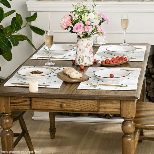 Artoid Mode Dark Green Christmas Woven Rustic Placemats Set of 4 12x18 Inch