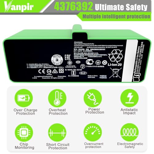 VANPIR Replacement Lithium-ion Battery for Roomba 500-900 Series 5200mAh 14.4V