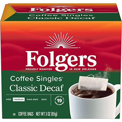 Decaf Coffee Singles - Classic Medium Roast, 19 Count Pack of 6