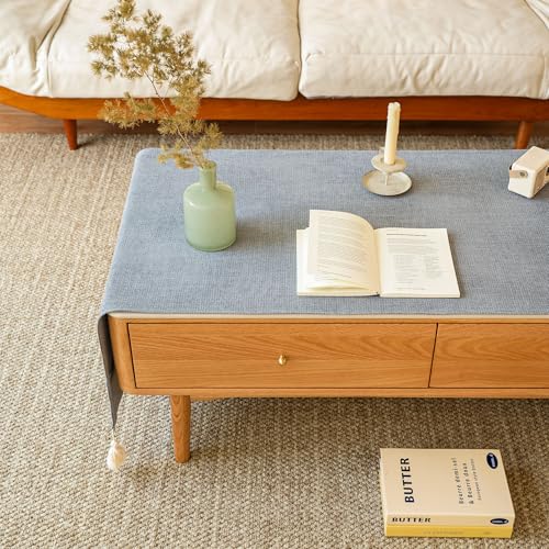 Sceous Gray 67" x 24" Coffee Table Cover with Pockets, Scratch-Resistant & Soft Winter & Spring Protector