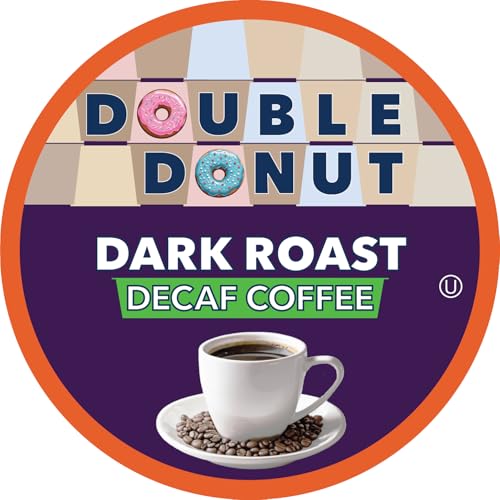 Double Donut Decaf Dark Roast Coffee Pods 80 Count - Extra Bold, Recyclable K-Cups for Keurig