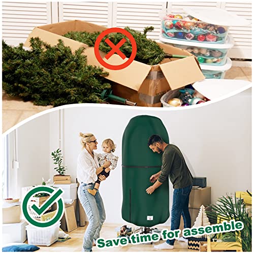 9 ft Green Christmas Tree Cover with Adjustable Straps, Upright Storage Bag with Zipper & Drawstring