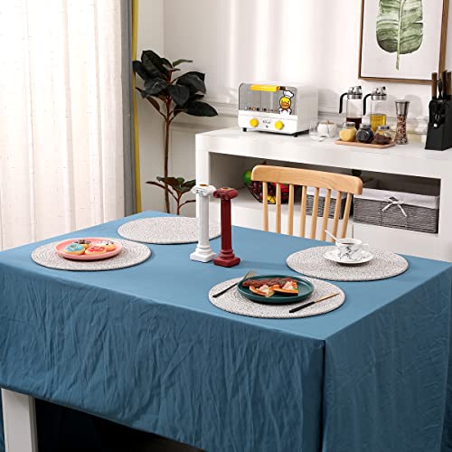 WENFOME 6 Pack Round Woven Cotton Placemat Set - Mixed Brown, 13.8 Inch Charger Plates for Dining & Decor