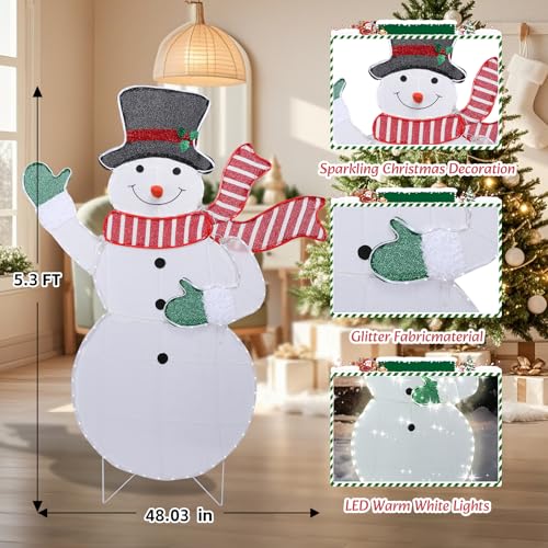 VCUTEKA 5.3ft x 4ft Lighted Snowman Christmas Decoration Indoor Outdoor