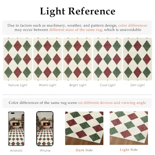 PureCozy Christmas Red Checkered Runner Rug 3x8 Holiday Hallway Carpet - Xmas Variant