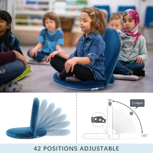 Nnewvante Adjustable Floor Chair with 42 Positions, Navy Blue Crystal Velvet Surface - Great for Reading, Gaming & Relaxing