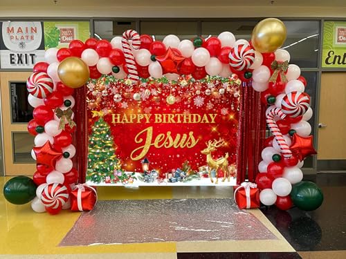 CINRAY 7x5FT Jesus Birthday Banner Backdrop Christmas Holiday Decorations