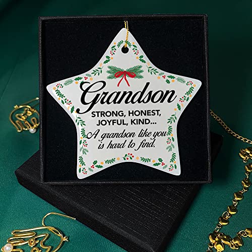 Banlai Grandson Christmas Ornament D - Holiday Ceramic Tree Decor Gift from Grandma Grandpa