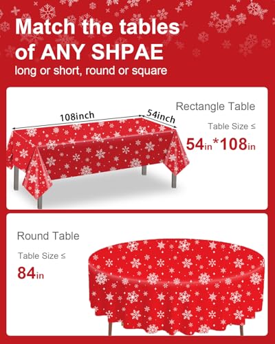 3Pack Christmas Plastic Party Tablecloth for Rectangle Tables,