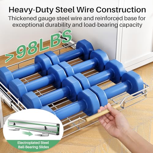 Chrome 21 x 21 Inch Heavy Duty Pull-Out Cabinet Organizer with Full-Extension Drawers