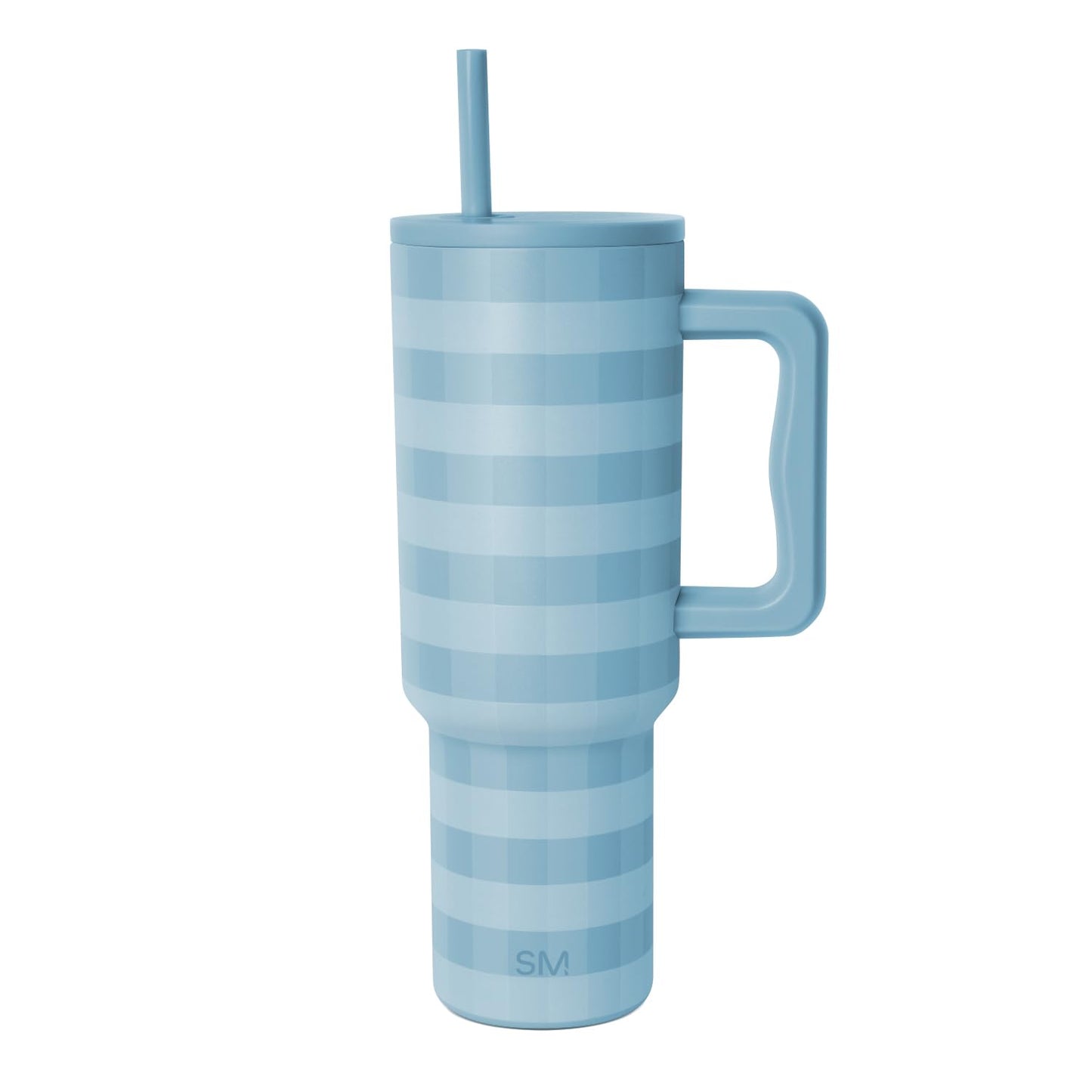 Simple Modern 40 oz Trek Tumbler with Handle and Straw Lid | Cup Holder Friendly Insulated Stainless Steel Travel Mug | Blue Jay Gingham