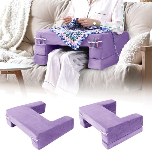 HOMBYS Adjustable Foam Crochet Pillow for Lap Support, Soft Velvet
