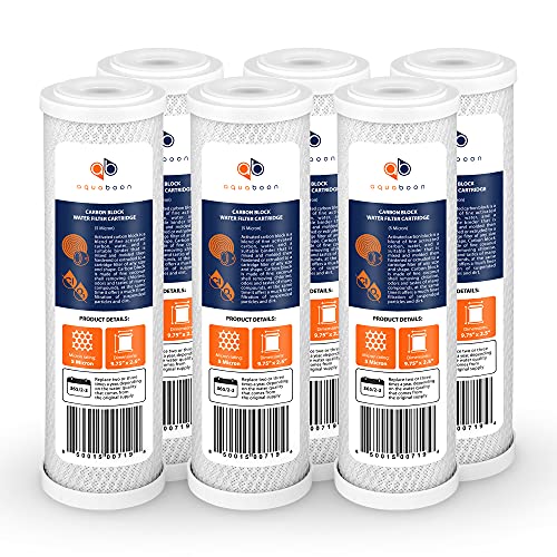 Aquaboon 6-Pack 5 Micron 10 x 2.5 Carbon Block Water Filter Cartridges - Whole House Replacement