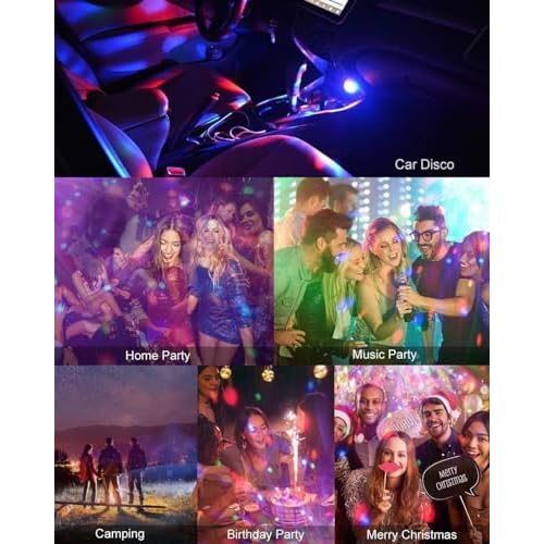 Mini Disco Lights, Sound Activated Disco Ball Party Lights, Applicable to USB Interface and Phones - RGB Light Effect Units for Home Disco, Kids Birthday, Christmas Party etc.