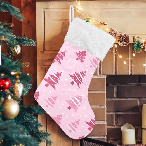 Pink Christmas Stocking 17.7 Inch Large Velvet Fireplace Hanging Gift