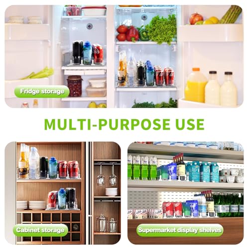 Coanto 6-Row Fridge Drink Organizer with Automatic Pusher, Holds 30 Cans/Bottles