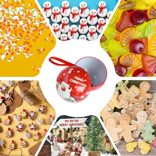 12 Pack Christmas Candy Jar Hanging Decoration,Tinplate Candy Ball Box Pendant for Christmas Tree Stocking,New Year Decor,Kids Gifts