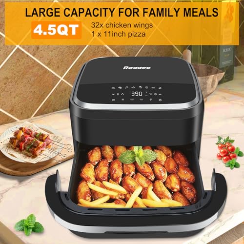 Roaaee 11-in-1 Air Fryer Oven 4.5QT with Pizza & Grill Capacity, Digital Display