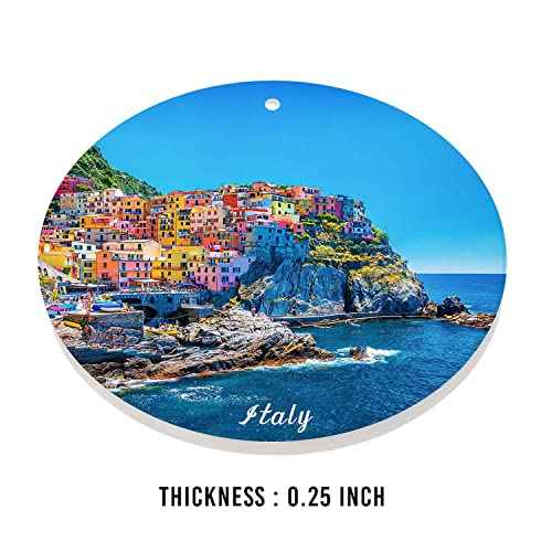 Italy Christmas Ornament,Mediterranean Sea,Funny Holiday Keepsake Xmas Tree Hanging Decor,Gift for Friends,Family