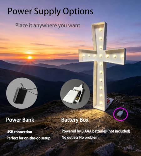 3FT Lighted Cross Light, Warm Yellow LED for Baptism Wedding Christmas