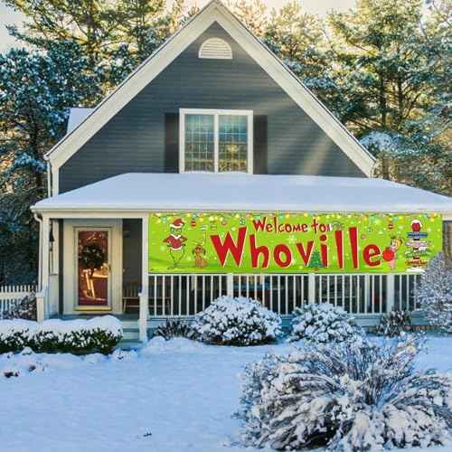 Christmas Yard Fence Sign Xmas Decorations - 120 x 24 Inches Large Welcome Banner for Christmas Decorations Indoor Outdoor Yard Garden Party Supplies